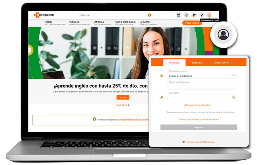Ingresa a la zona transaccional con tu cédula y contraseña