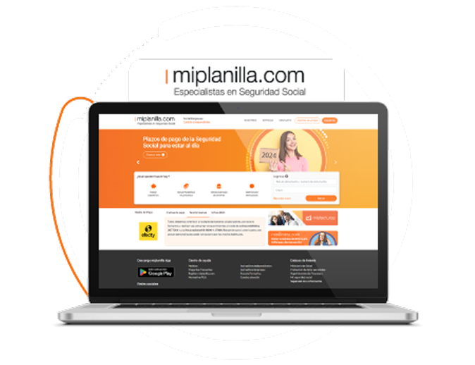 Portatil con la página de miplanilla.com