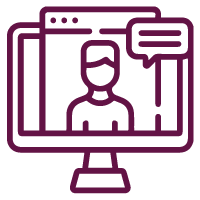 Icono persona escribiend en un computador de mesa